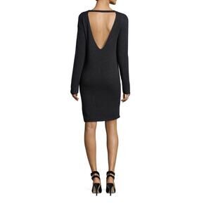 360 Cashmere Sweater Dress Women S Charcoal Gray Open Back Long Sleeve Flawed